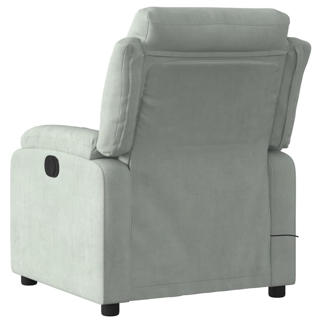 Poltrona Elettrica Massaggi Reclinabile Grigio Chiaro Velluto,Poltrona Massaggio,Poltrona Massaggio Professionale,Poltrona Massaggio Relax-3205081