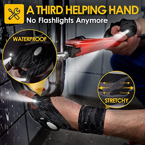 Image of PARIGO LED Gloves with Fights Finger Flashlight Gloves for Men Adults Gifts | Mens Stocking Stuffers Tool Gifts for Men Husband Him Grandpa Papa Step Dad, Cool Gadgets for Men Fishing Camping Car Repairs