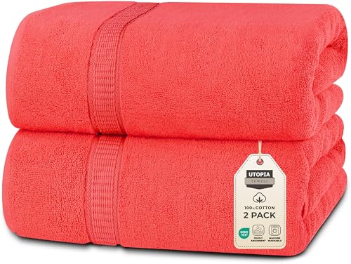 Utopia Towels - Pack De 2 Toallas De Baño Jumbo De Lujo 90 X 180 Cm, Negro - 100 Algodón Ring Spun, Altamente Absorbente, Suave Y De Secado Rápido Coral Utopia Towels - Pack De 2 Toallas De Baño Jumbo De Lujo 90 X 180 Cm, Negro - 100 Algodón Ring Spun, Altamente Absorbente, Suave Y De Secado Rápido Coral