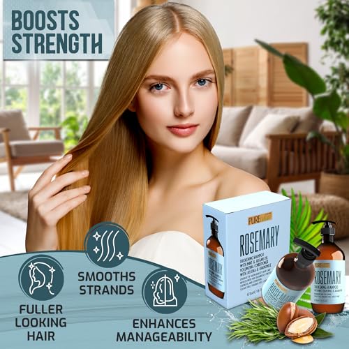Image of Rosemary Shampoo and Conditioner Set - Sulfate Free Formula with Mint - Volumizing Products and Thickening Care for Thinning Hair Women and Men - 16 Fl Oz (Set of 2)