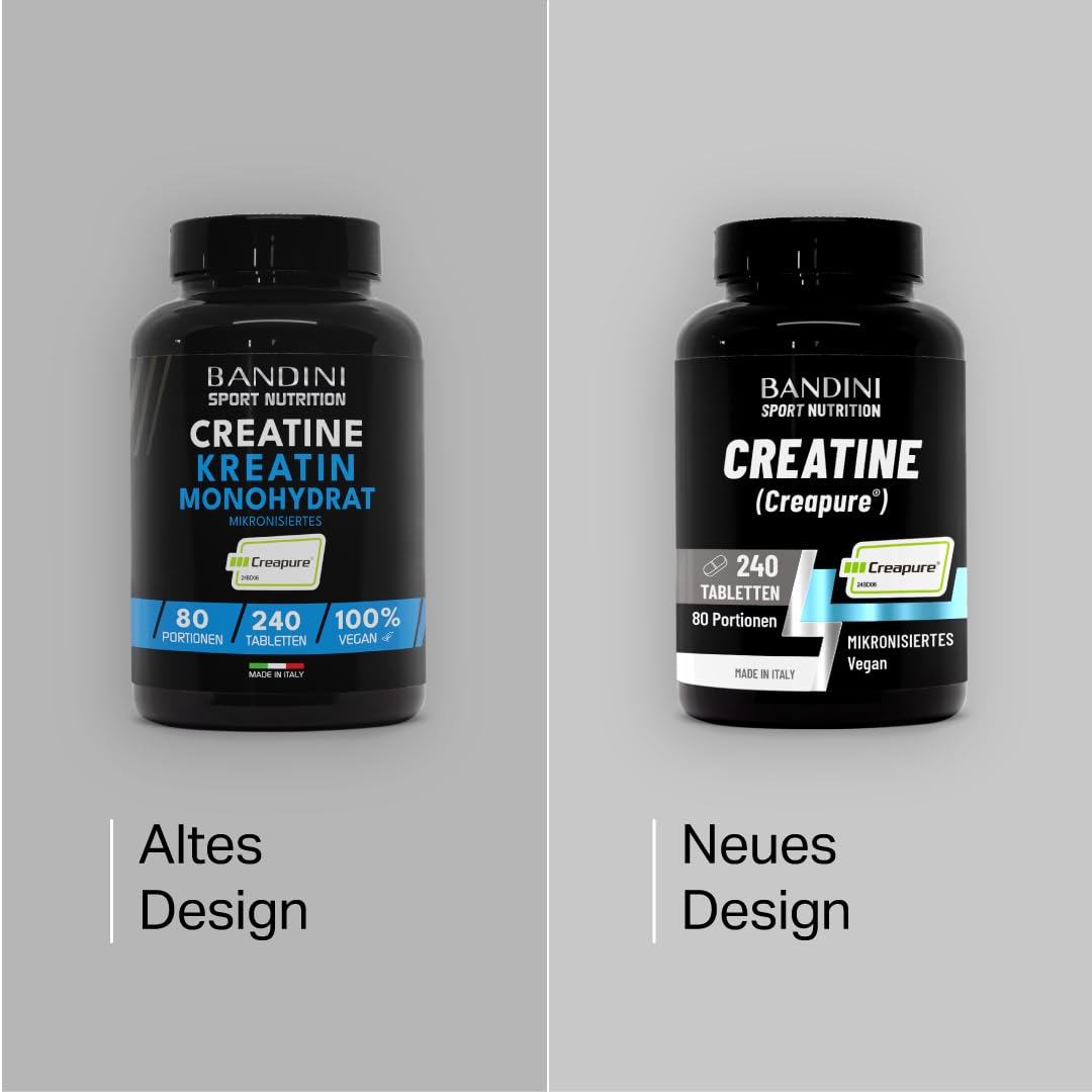 Bandini® Creatine CREAPURE® Monohydrate 240 Tabletten - Kreatin 3000mg - | Training, Sport, Gym und Pre Workout Supplement - 100% Vegan - Basierend auf Kreatinmonohydrat für ATP und Erholung