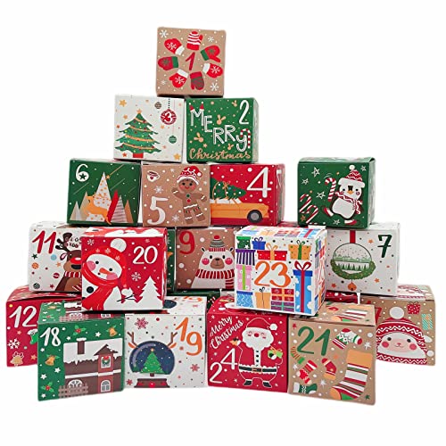 Yucch Calendario de Adviento,bonito calendario Adviento,Calendario Adviento Navidad,Calendario Adviento hacer,Magnífico calendario Adviento,24 Cajas de Dulces de Navidad con Números Cover
