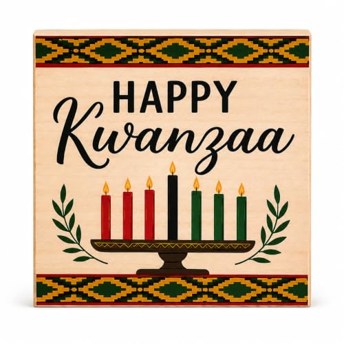 Happy Kwanzaa Wooden Sign - Kwanzaa Decorations for Home or Office - African Heritage Wall Art - Holiday Wall Hanging - Cultural Celebration Decor