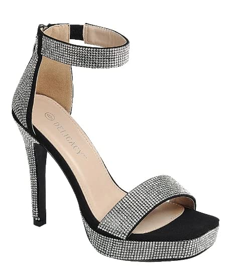 Forever Link Women's Rhinestone Open Square Toe Ankle Strap Stiletto Heel Sandals Party Shoes Bonus-25