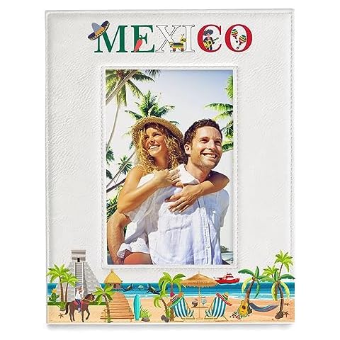 KATE POSH Mexico Picture Frame, Cancun, Puerto Vallarta, Playa del Carmen, Islas Mujeres, Los Cabos, Cabo San Lucas, Family Vacation in Mexico, Wedding or Anniversary Picture Frame (5x7-Vertical) Cover