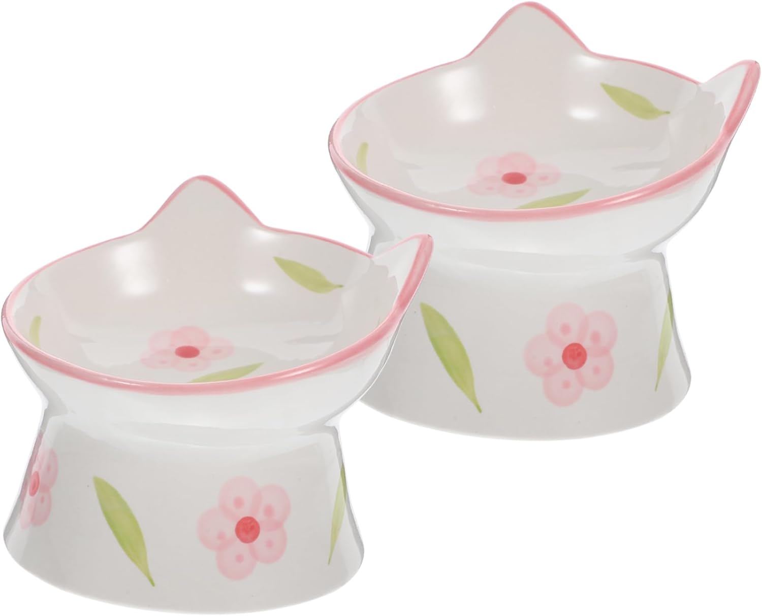 GANAZONO 2pcs Elevated Cat Bowl Flower Pet Feeder for Food and Water Pet Supplies