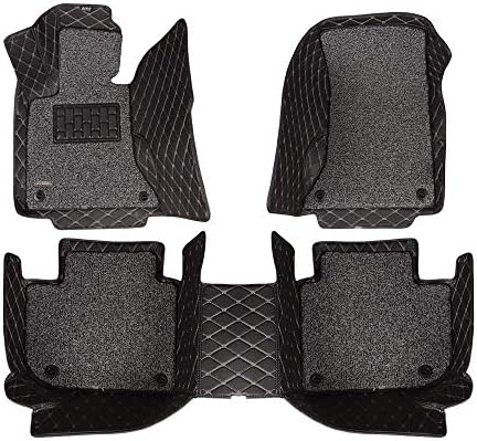 AOYMEI Car Floor Mats for 2014-2020 Nissan Rogue, X-Trail Custom Fit Double Layer Leather Fully Surrounded All Weather Protection Detachable Wire Loop (Beige line + Black)