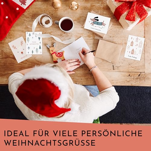 CraftWerk Weihnachtskarten mit Umschlag 30er Set- DIN A6 Klappkarten Grußkarten mit Motiven zu Weihnachten