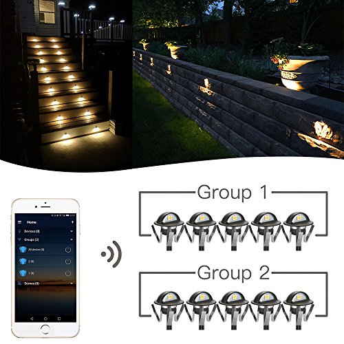 Fvtled Wifi Deck Lights, Wifi Controlled 20Pcs Low Voltage Led Deck Lights Kit Φ1.38 Outdoor Recessed Step Stair Warm White Led Lighting Work With Alexa Google Home, Black #TOP4
