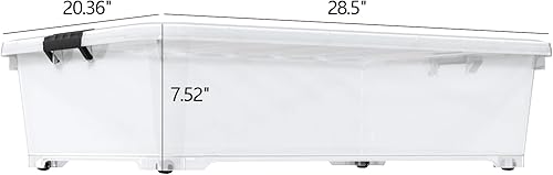 Miniatura 2 de 3 paquetes de contenedores de almacenamiento de 50 litros debajo de la cama con ruedas, plástico transparente debajo de la cama organizadores con