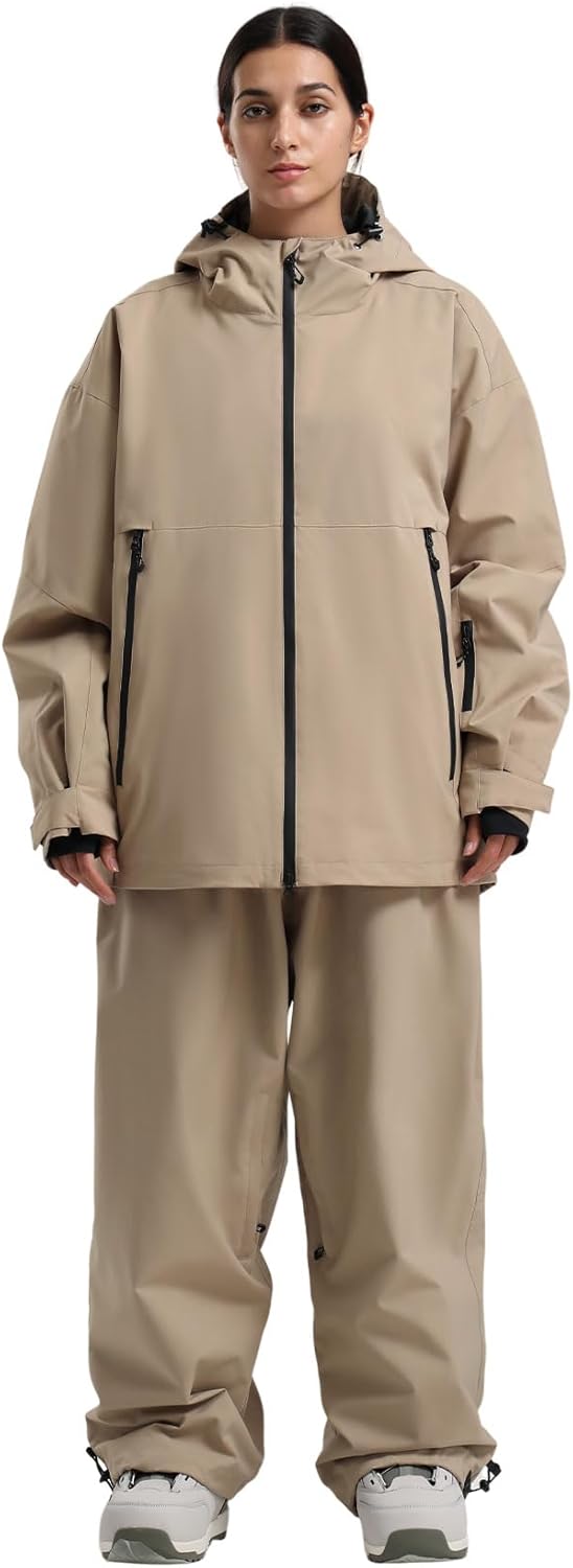 GSOU SNOW Women Ski Jacket and Pants Set Men Snowboard Jacket Baggy Snow Suit Waterproof Windproof Insulation Ski suit