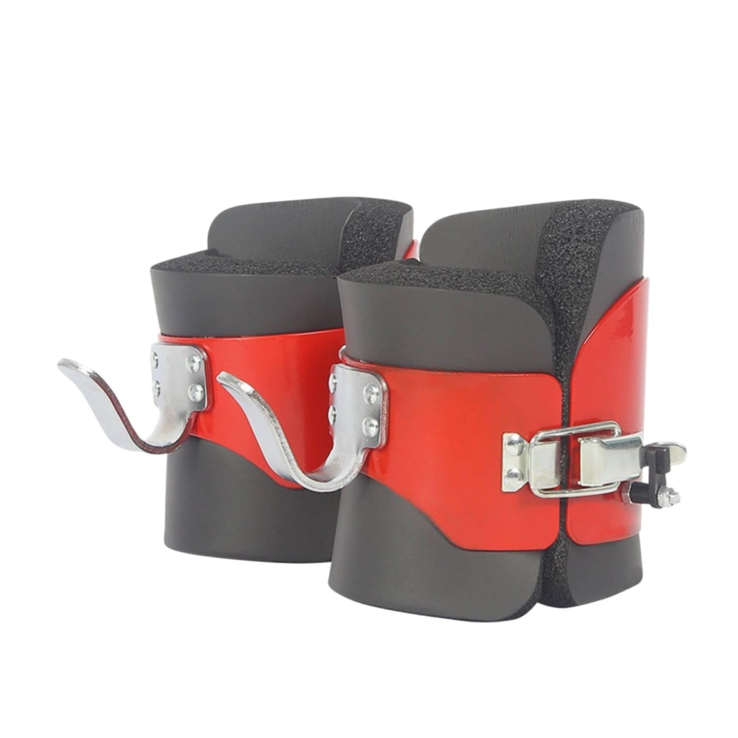 Bnf® Steel Hooks Inversion Hang up Boots Padded Pull up Bar Inversion Boots Secure Fit Pull-up Bar Ankle Hook Adjustable Buckle for Gym, Black Red-image-26