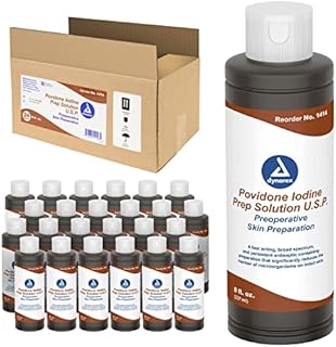 Dynarex Povidone-Iodine Prep Solution, Antiseptic Solution for Skin and Mucosa, Ideal for Surgical Site Preparation, Contains Povidone Iodine 10%,1 Case of 24 8 fl. oz. Povidone-Iodine Bottles