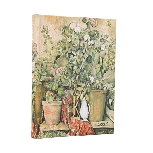 Cezanne's Terracotta Pots and Flowers Midi 12-Month Day-at-a-Time Hardcover Flexi Day Planner 2026 (Elastic Band Closure)