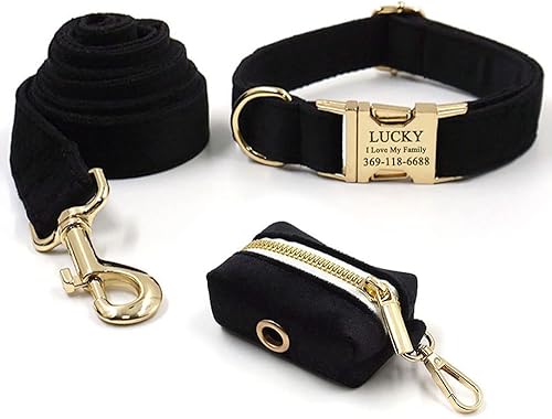 Miniatura 5 de PETDURO Collar de perro personalizado con nombre grabado con hebilla de metal de liberación rápida de oro rosa para perros hembras grandes, medianas