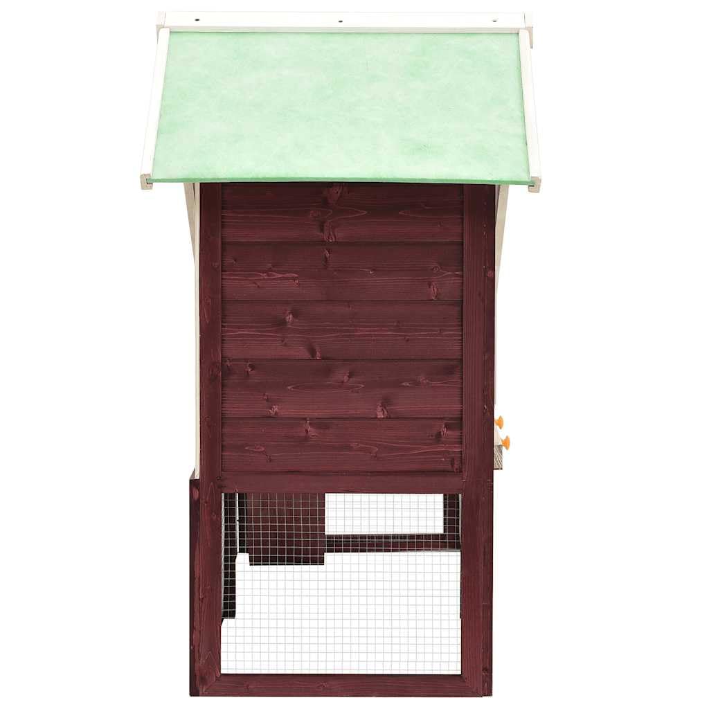 Conejera de madera maciza de abeto, 140 x 63 x 120 cm, recinto para animales pequeños de dos pisos con techo protector, rampa antideslizante y cajón extraíble para conejos, cobayas, hámsters