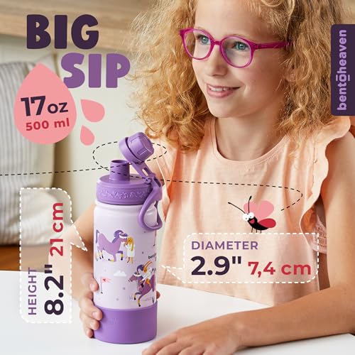 Botella de Agua Infantil Bentoheaven de Acero Inoxidable para Niños, Color Mauve miniatura 4