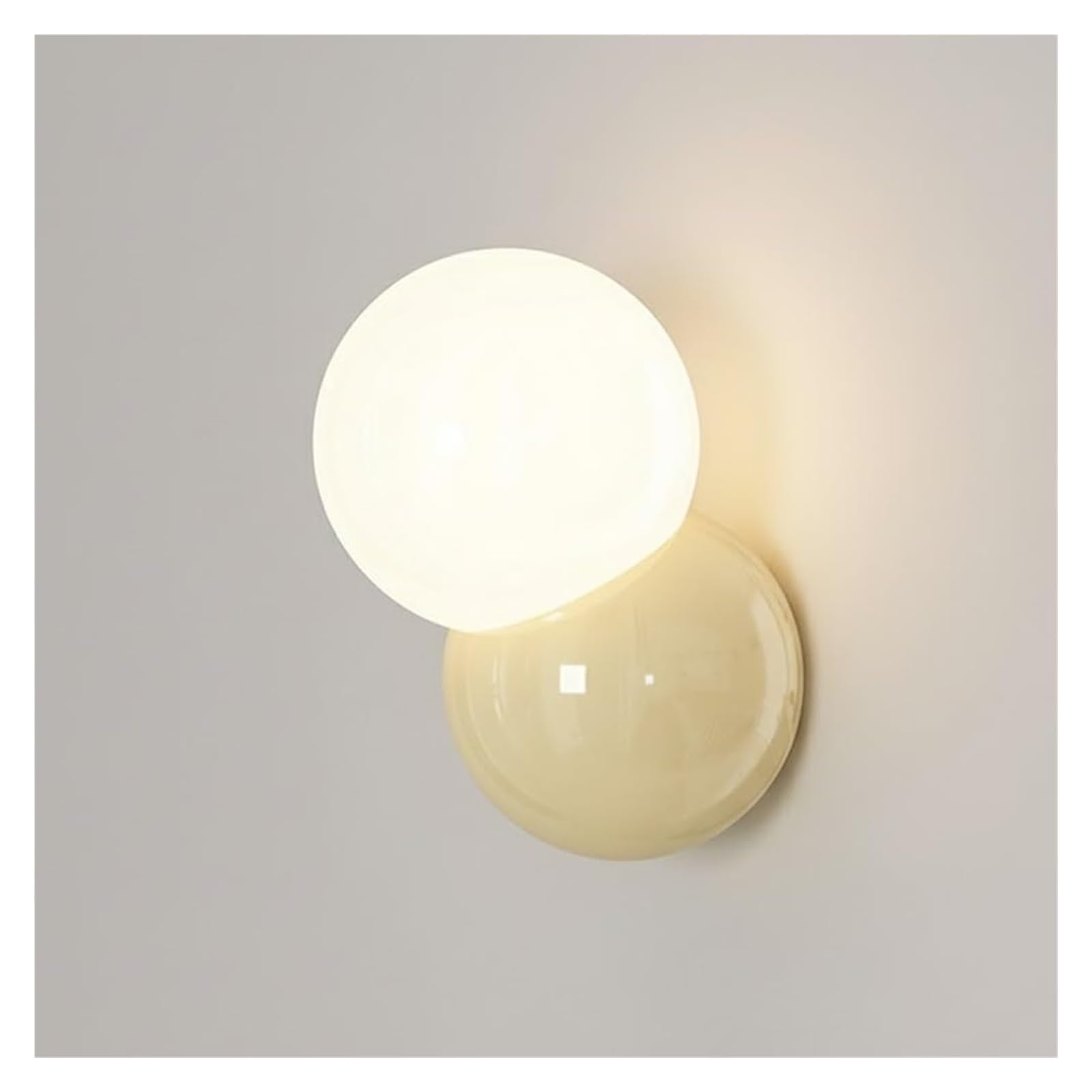 LUOYAOB Modern Minimalist Wall Sconce Cream Yellow Glass Globe Wall Lamp Opaque Sphere Wall Light Hardwired Wall Fixture for Bedroom Bedside Living Room TV Wall Hallway Entryway(Yellow)