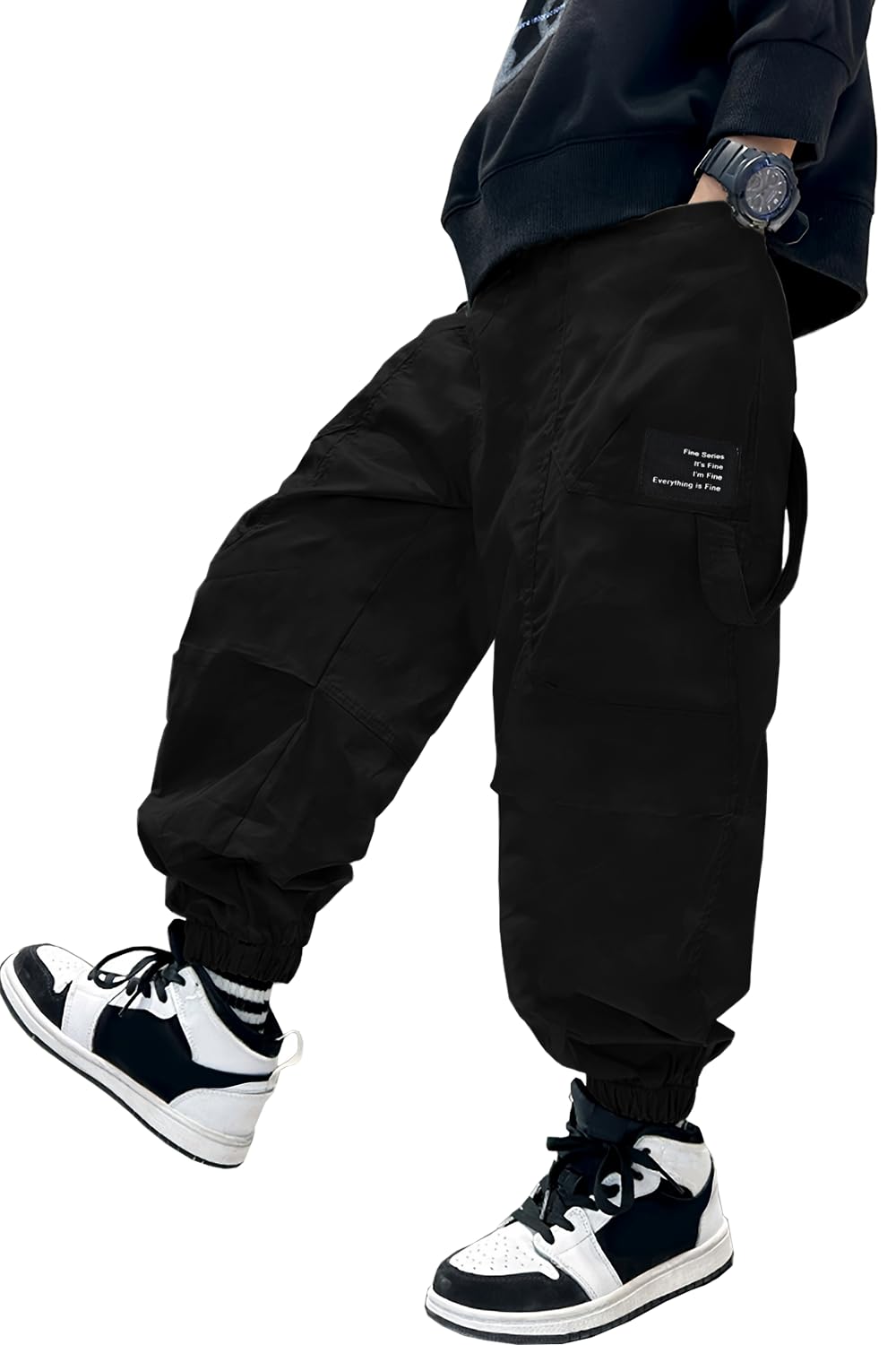 AOWKULAE Boys Casual Cargo Pants for Kids 5-14 Years
