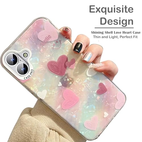 Image of mobistyle Designed for iPhone 16 Plus Cover | Shining Love Heart Pattern Design | iPhone 16 Plus Back Cover Case for Girls & Women (Pink)