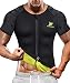NINGMI Mens Neoprene Sauna Suits Sweat Top Weight Loss Body Shaper for Training Vest Workout Shirt Zipper Short Sleeve
