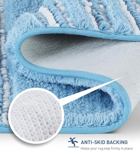 Image of Obsessions Ultra Soft Solid Bath Mat - Premium 1950 GSM Density, Anti-Skid Safety Backing & Superior Absorbency for Quick-Dry Comfort (40x60 cm, Baby Blue)