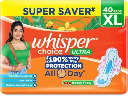 Whisper Choice Sanitary Pads with Wings for Women XL 40S Napkins