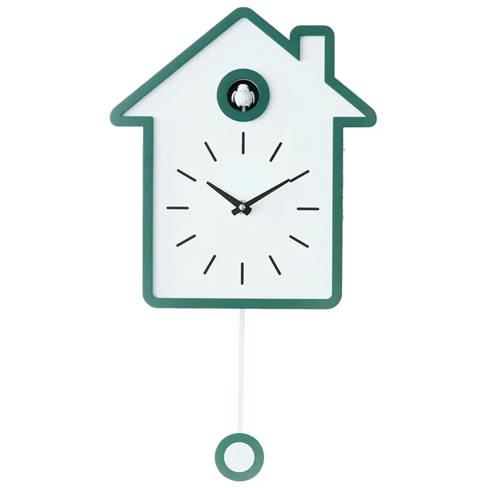 SNGUOQ Cuckoo Clock Pendulum Wall Silent Watches Luxury Birds Mechanism Clocks Home Decor Living Room Decoration Gift For Bedroom Office(Green)