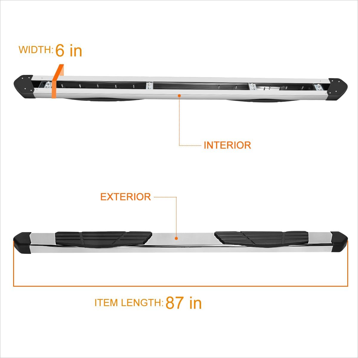 [Pair] 6 Inch Chrome Stainless Running Boards Side Steps Nerf Bars Compatible with 22-24 Tundra Crew Cab 4-Door