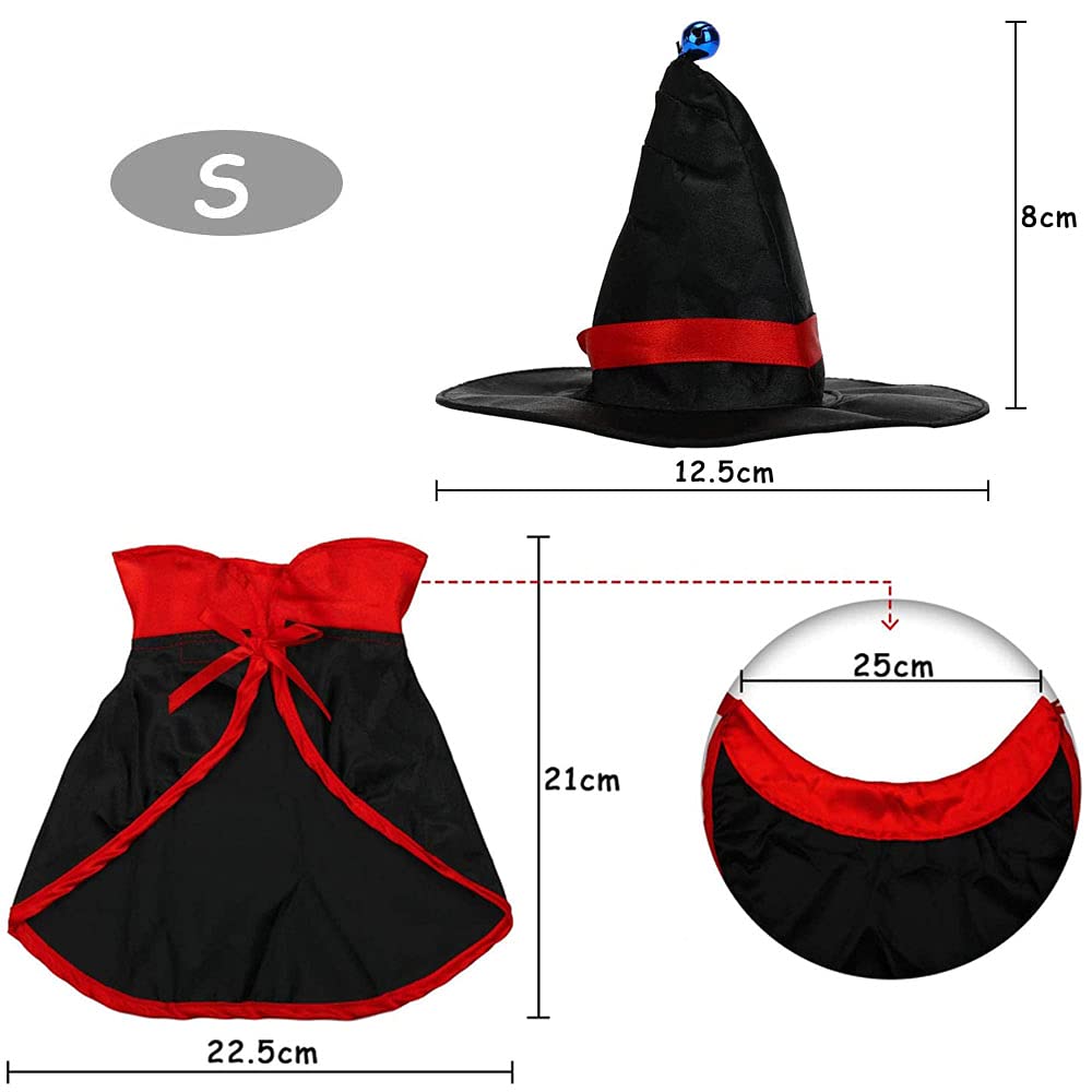 Frienda 2-teiliges Halloween-Kostüm Für Haustiere – Vampir-Umhang & Hexenhut, Aus Weichem Plüsch, Für Katzen & Kleine Hunde