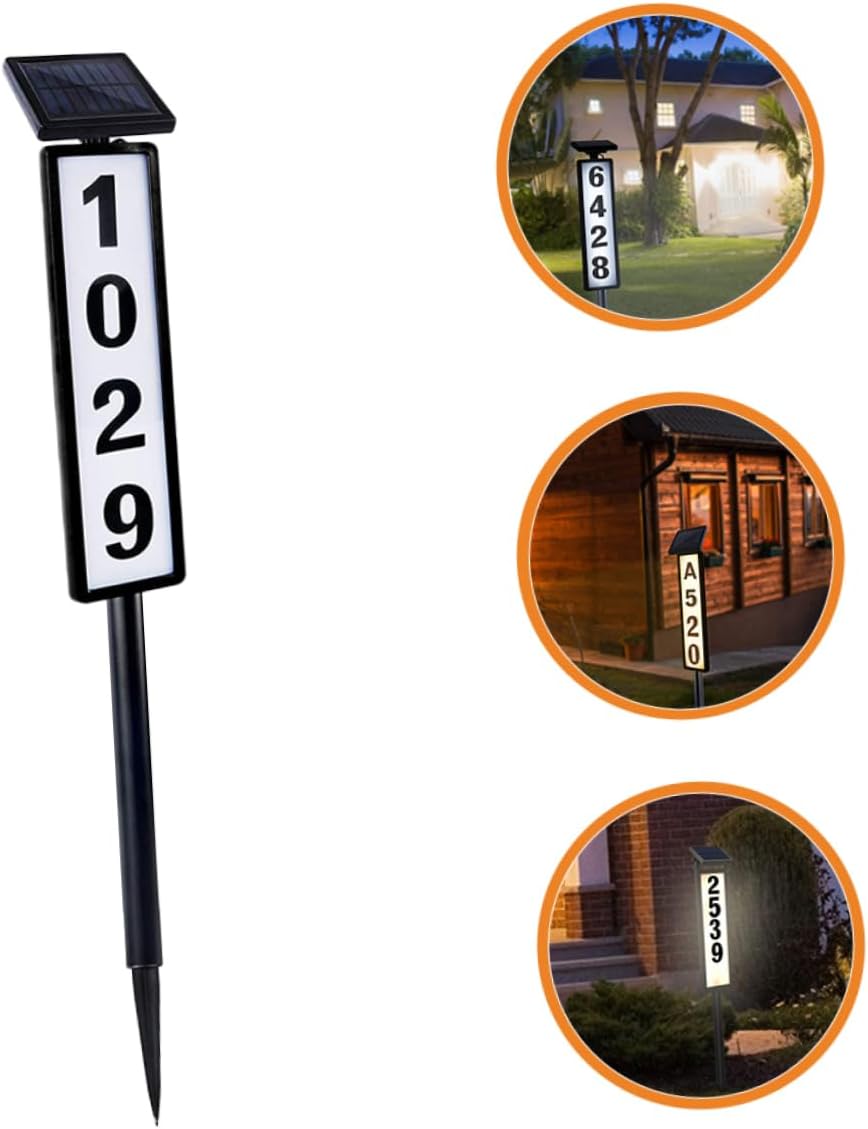 Solar Address Light Dual Color Temperature Solar House Number Light for Outdoor Use Garden Sign LED Illumination for Home Address Identification 1 Set