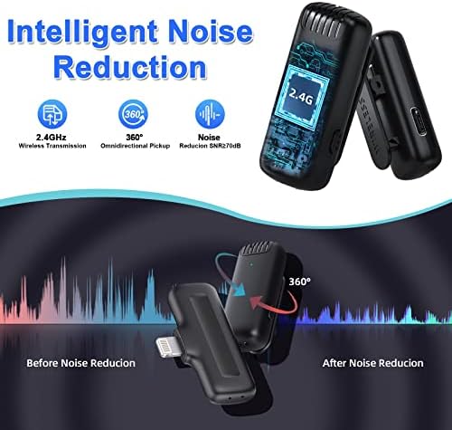 Wireless Lavalier Microphone for iPhone iPad with Charging Case Mini Lapel Mic for Video Recording Plug & Play Cordless Recording Mic YouTube Facebook TikTok Live Stream Vlog NO APP Bluetooth Needed