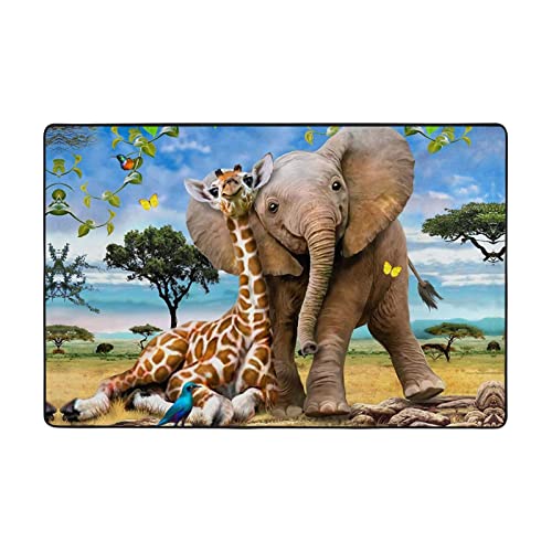 Tapis de salle de bain motif éléphant et gorafe pour pieds sensibles