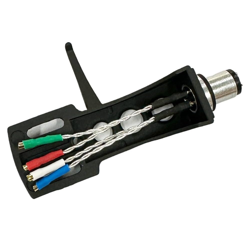 5N Pure Silver Wire Headshell For SME Connector Type 1.2/1.3 Terminals Standard 1/2' For Te-chnics, For Audio-Technica(Black)
