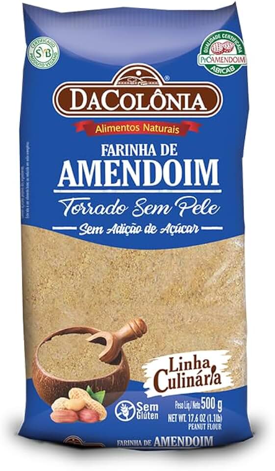 DaColônia Farinha de Amendoim Integral 500g – 100% Amendoim, Fonte de Proteína Vegetal, Ingrediente Funcional para Receitas Saudáveis