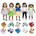 XFEYUE American 18 Inch Girl Doll Clothes and Accessories 5 Sets Doll Clothes Dress Outfits + 2 Random Style Shoes for 18 Inch Doll Clothes
