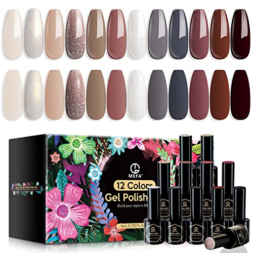 Gel Nail Polish set with 12 colors. *Note bottles are much smaller than regular sized.