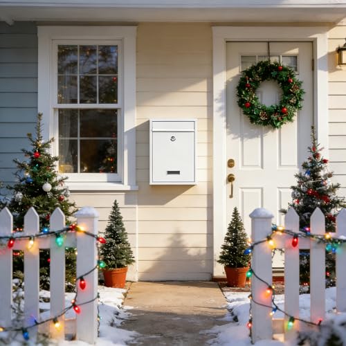 image for KYODOLED Key Lock Mailboxes for Outside, Locking Wall Mount Mailbox, S