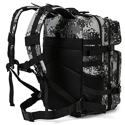 Qt&Qy Military Tactical Backpacks For Men Army Molle Daypack 45L Large 3 Day Bug Out Bag Gym Rucksack With Bottle Holder Black Camo #TOP2