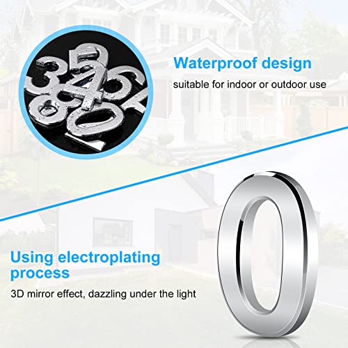 Vicloon Door Numbers, 3 Inches 3D Mailbox Numbers Waterproof, Address Numbers Self Adhesive House Numbers Street Number Stickers for House Mailbox Apartment Hotel Courtyard Cafe Silver(0) - Image 3