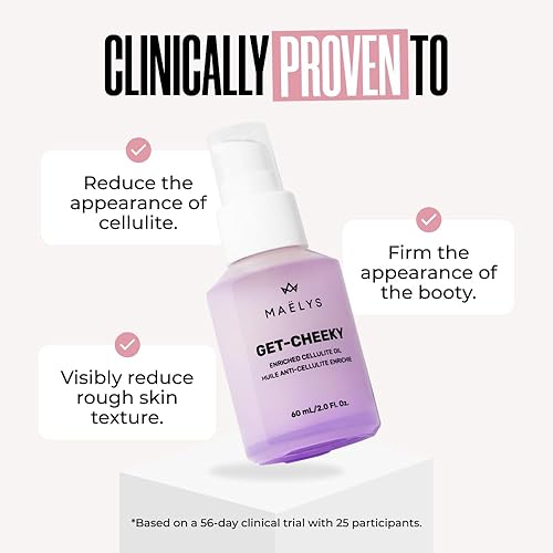 Miniatura 3 de MAËLYS Cosmetics GET-CHEEKY Aceite de celulitis enriquecido – Manteca de karité y vitamina E dirigen el aspecto de la piel grasa y reducen la