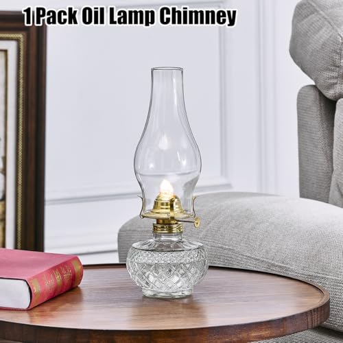 Image of Oil Lamp Chimney Replacement,3 Inch Fitter x 8.3 Inch Tall Kerosene Lamp Globe,Clear Glass Light Globe,Hurricane Lamps Globes Shade Cover,Glass Chimney for Oil Lamps for Indoor Use
