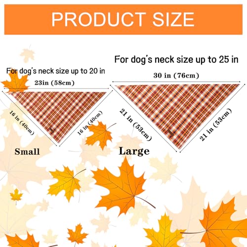Unique Style Paws Dog Bandanas 1PC Washable Cotton Triangle Dog Scarfs Autumn Plaid with Colorful Orange Grid for Small Medium Large Dogs and Cats - Thumbnail 2