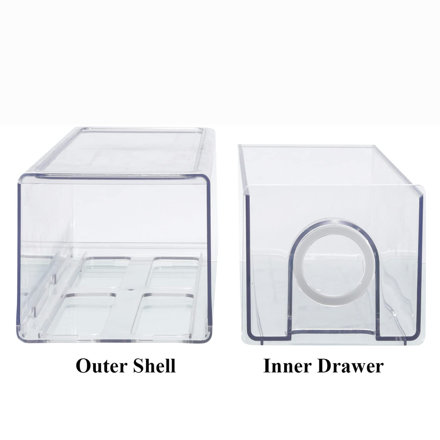 UNIKON 1PC Refrigerator Organizer Bin, Pantry Organization Drawer Cabinet Organizer and Storage-for Freezers, Countertops and Cabinets-BPA Free Clear Plastic Storage Drawer, 13.4?Ç¥x4.92?Ç¥x4.4?Ç¥ White