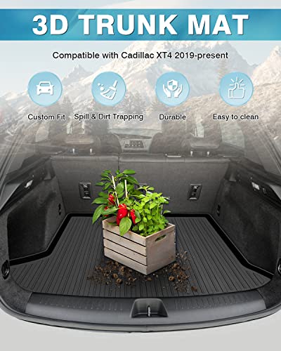 Image of Mixsuper Custom Fit Cargo Liner for 2019-2025 Cadillac XT4 All Weather Trunk Liner Rear Cargo Mat Anti-Slip Durable Black