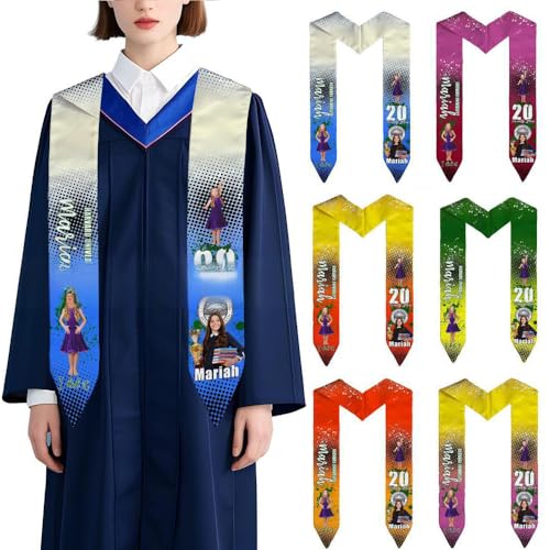 TPFOON Custom Graduation Stole with photos, Your School Personalized Colors, Personalized Text Grad Stole Sash,Gift for Graduate, Class of 2025