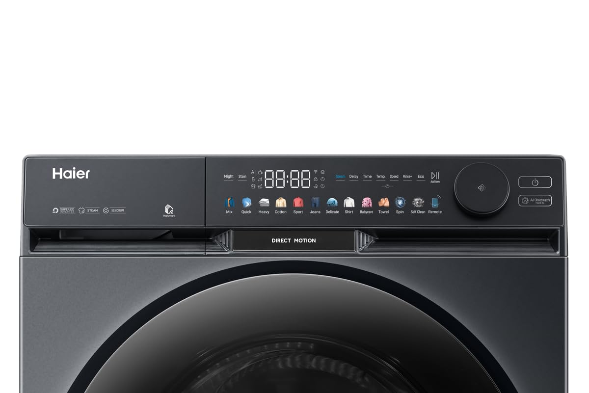 Close-up view of the Haier washing machine's digital control panel