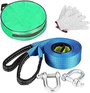 Tow Rope Heavy Duty Towing Strap Rope 5M 8T Tow Belt Towing Cable Winch Straps Road Recovery with 2 Safety Hooks Reflective Strip Slip-proof Gloves For Car Breakdowns