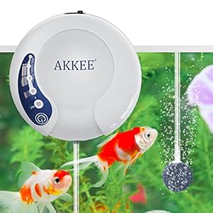 AKKEE Ossigenatore Pesca Rechargeable 1.5L/Min , Ossigenatore per Acquario Silenziosa a Risparmio Energetico, 2000mAh Batteria Pompa con Pietra Bolla, Areatore Acquario per Acquario Fino a 100L, 1.5W