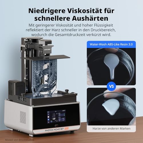 ANYCUBIC Wasser Waschbares ABS-Like Resin 3.0, 3D Drucker Resin mit Hohe Festigkeit und Zähigkeit, Geruchsarm, Hochpräzises 405nm UV-härtendes Harz für alle Harz 3D Drucker, Grau 1000g
